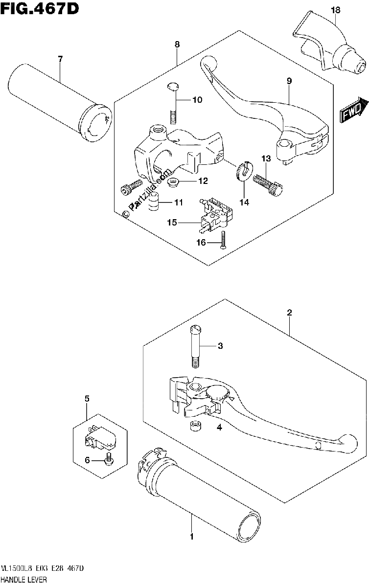Diagrama de 467D HANDLE LEVER VL1500BTL8 E28