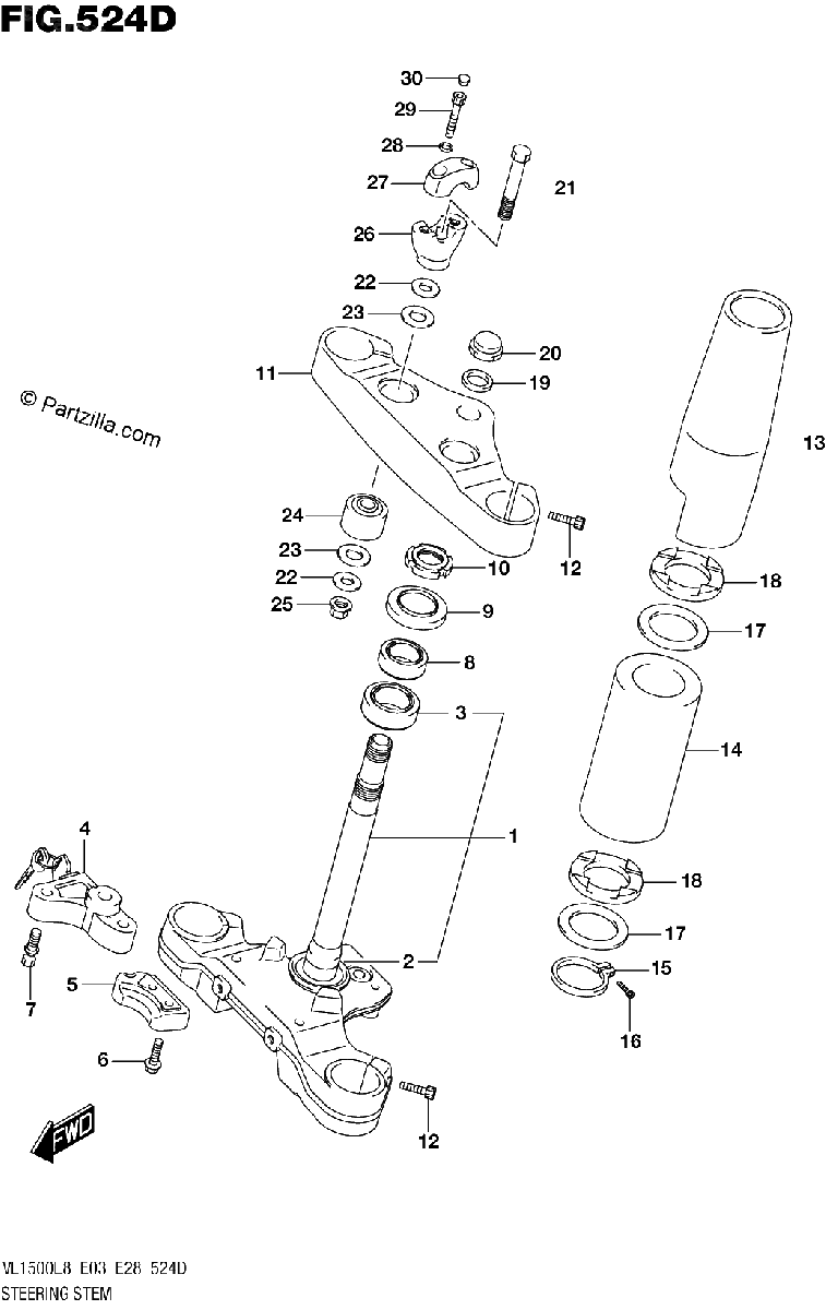 Diagrama de 524D STEERING STEM VL1500BTL8 E28