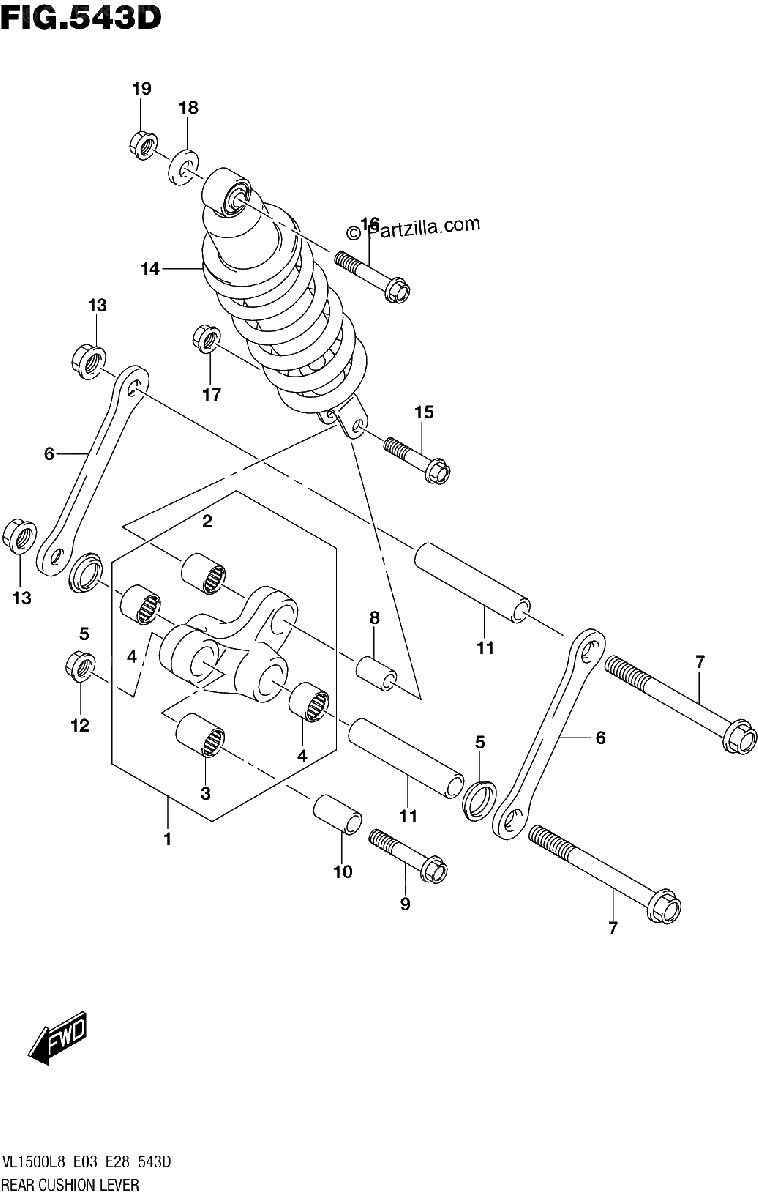Diagrama de 543D REAR CUSHION LEVER VL1500BTL8 E28