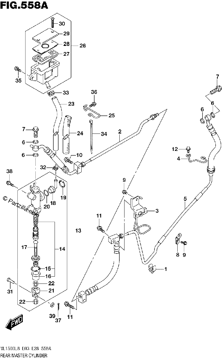 Diagrama de 558A REAR MASTER CYLINDER