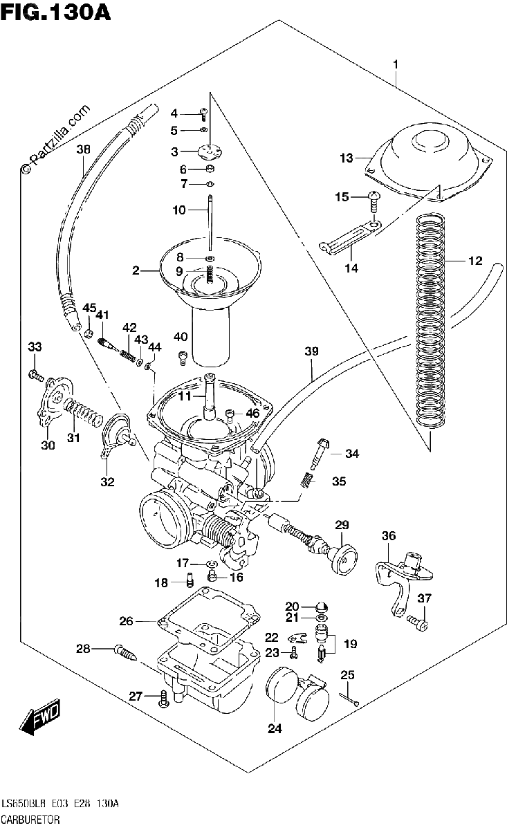 Diagrama de 130A CARBURETOR LS650BL8 E03