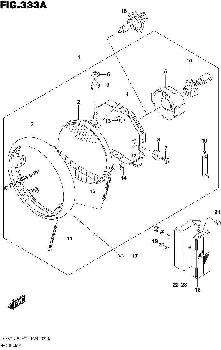 Diagrama de 333A HEADLAMP
