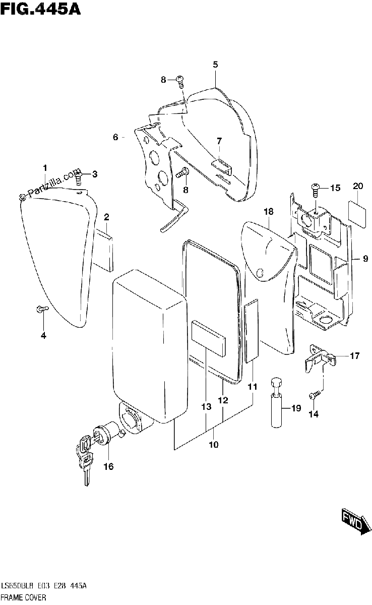 Diagrama de 445A FRAME COVER