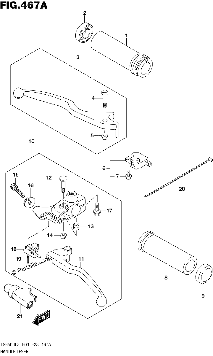 Diagrama de 467A HANDLE LEVER