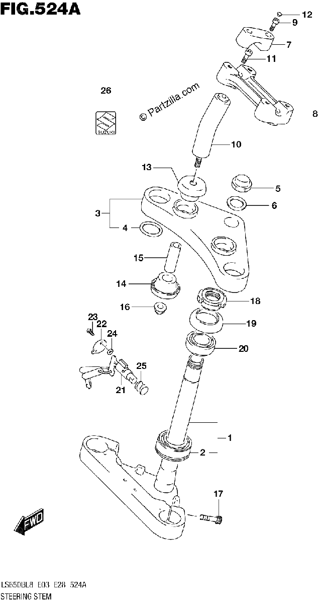 Diagrama de 524A STEERING STEM