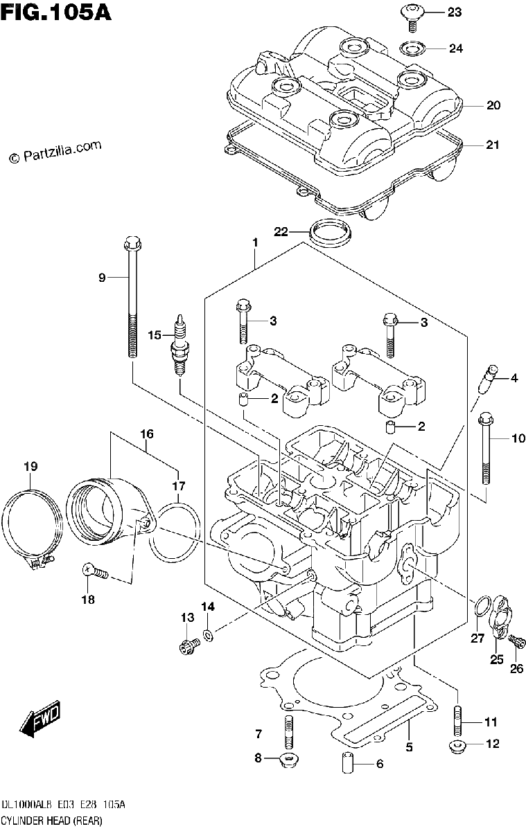 Diagrama de 105A CYLINDER HEAD REAR
