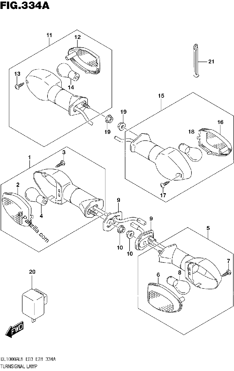 Diagrama de 334A TURNSIGNAL LAMP