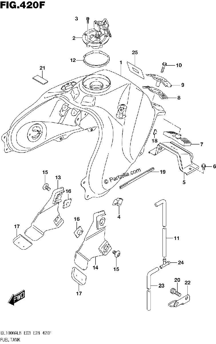 Diagrama de 420F FUEL TANK DL1000AL8 E33 FOR YVB YWW