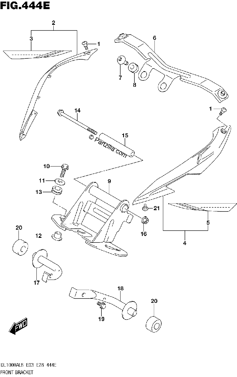 Diagrama de 444E FRONT BRACKET DL1000AL8 E33 FOR YU1
