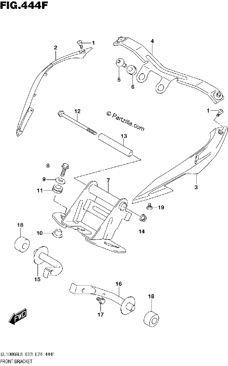 Diagrama de 444F FRONT BRACKET DL1000AL8 E33 FOR YVB YWW