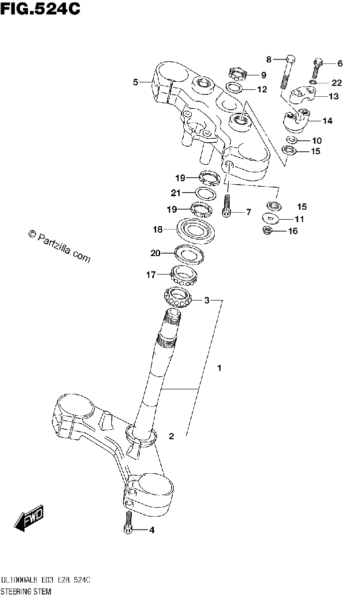 Diagrama de 524C STEERING STEM DL1000AL8 E33