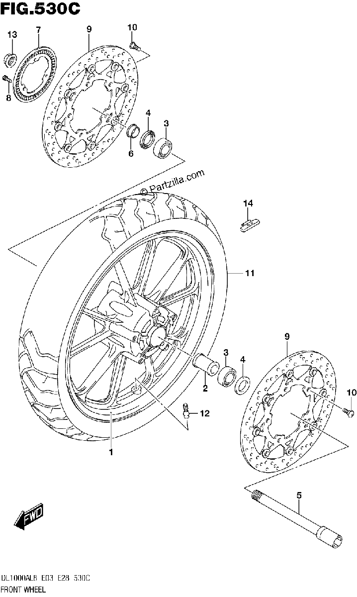 Diagrama de 530C FRONT WHEEL DL1000AL8 E33