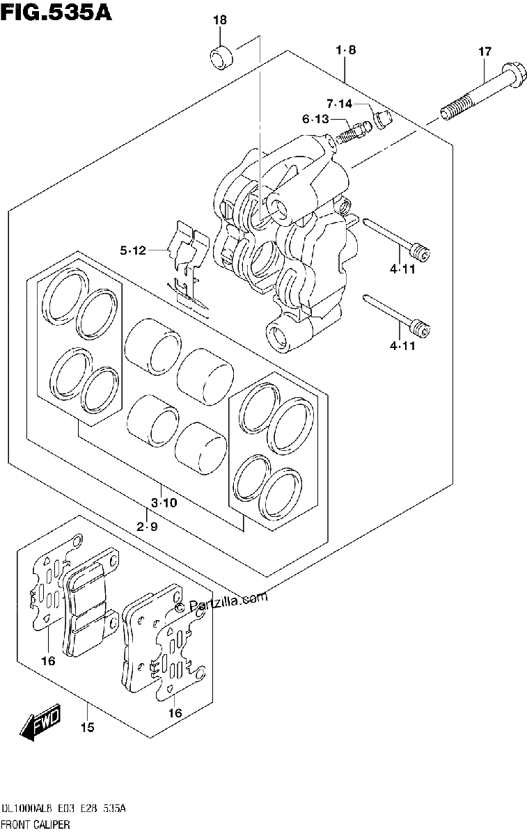 Diagrama de 535A FRONT CALIPER