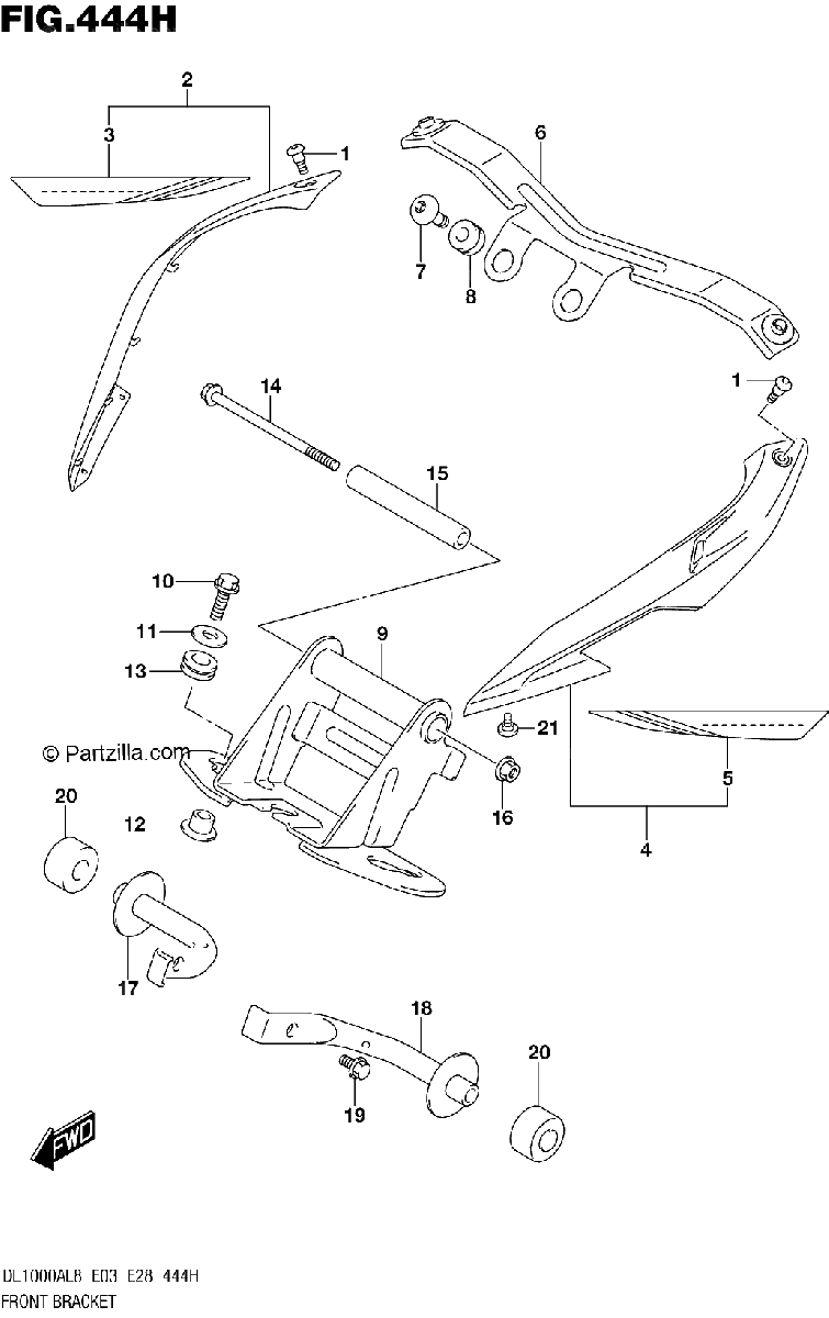 Diagrama de FRONT BRACKET DL1000XAL8 E28