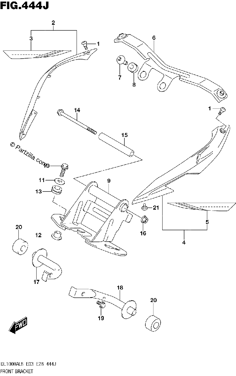Diagrama de FRONT BRACKET DL1000XAL8 E33