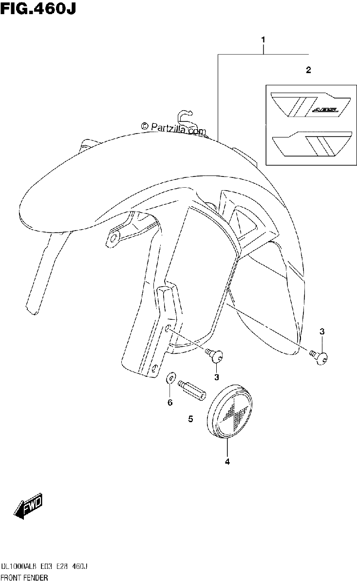 Diagrama de FRONT FENDER DL1000XAL8 E33