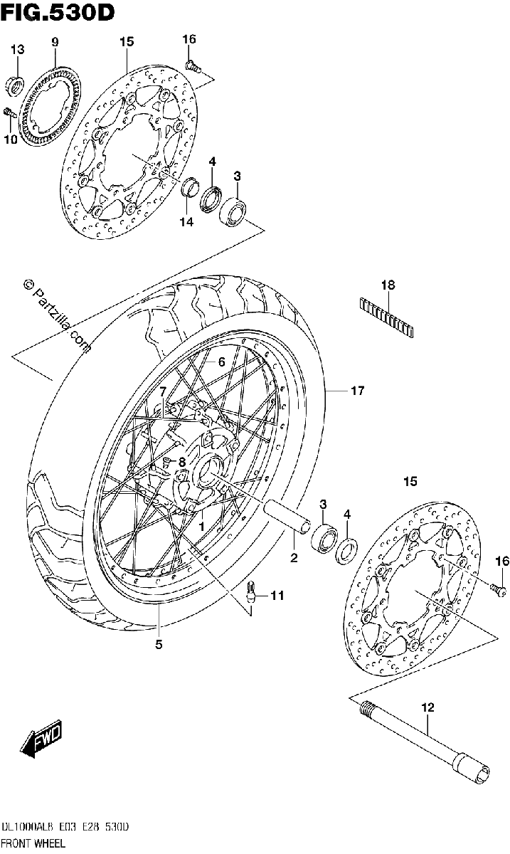 Diagrama de FRONT WHEEL DL1000XAL8 E03