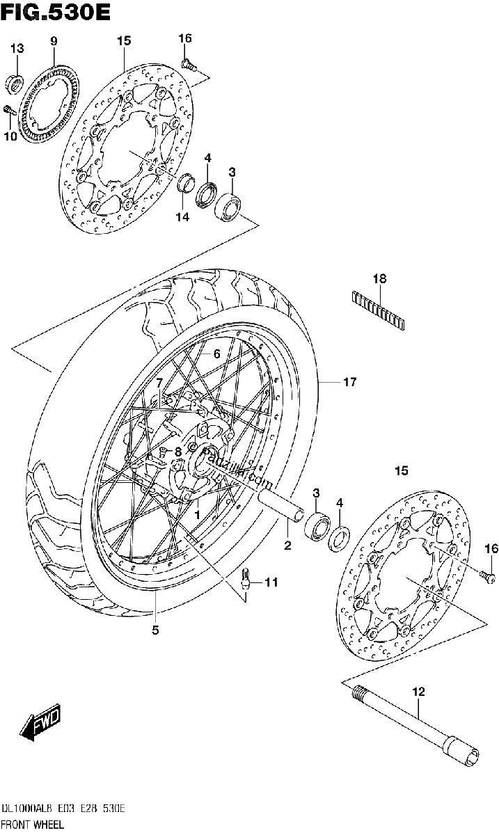 Diagrama de FRONT WHEEL DL1000XAL8 E28