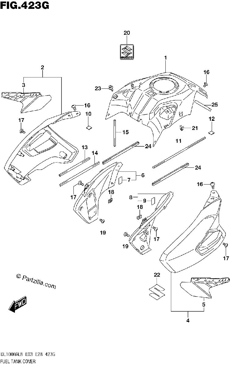 Diagrama de FUEL TANK COVER DL1000XAL8 E03