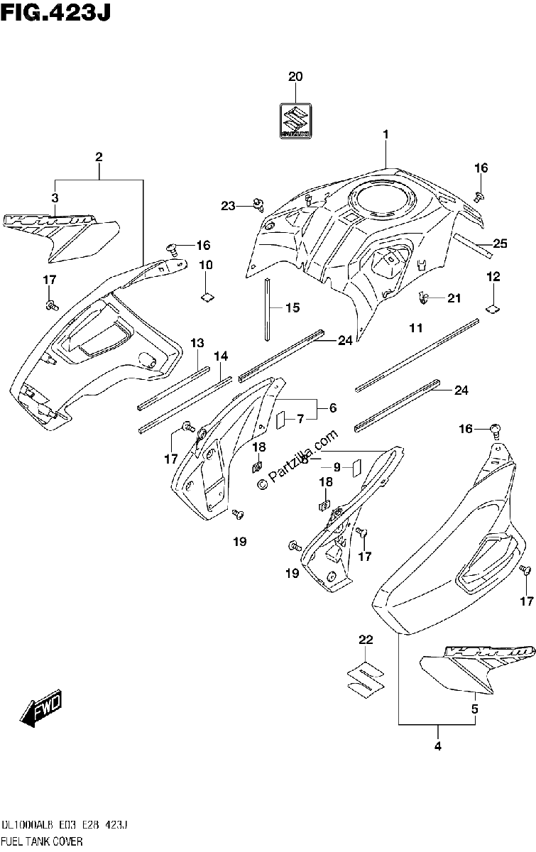Diagrama de FUEL TANK COVER DL1000XAL8 E33