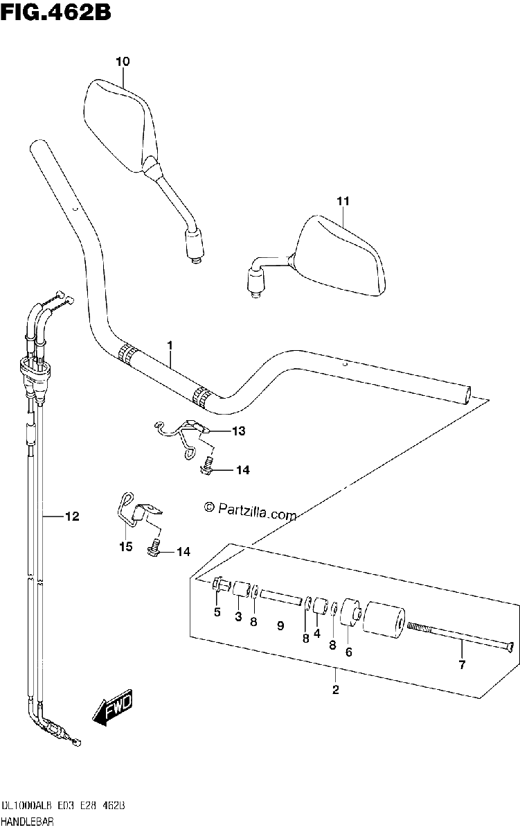 Diagrama de HANDLEBAR DL1000AL8 E28