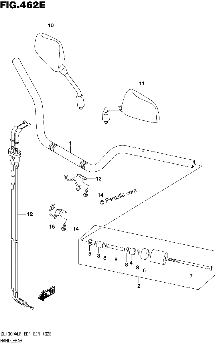Diagrama de HANDLEBAR DL1000XAL8 E28