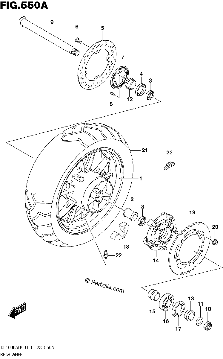 Diagrama de REAR WHEEL DL1000AL8 E03