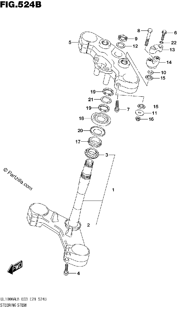 Diagrama de STEERING STEM DL1000AL8 E28