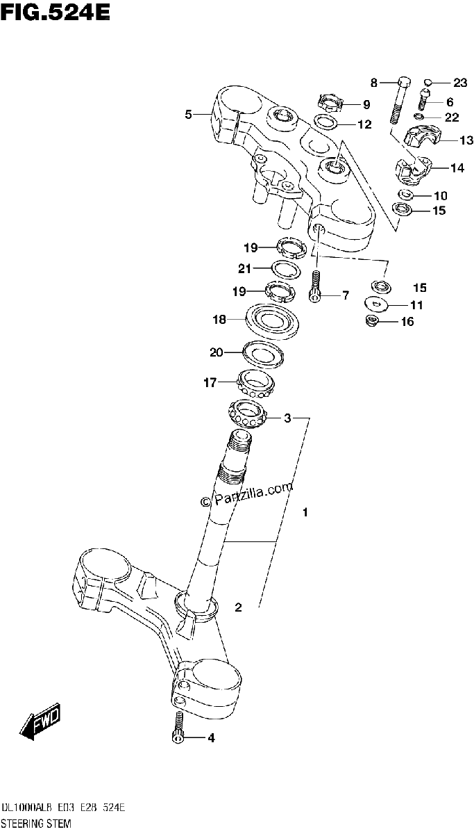 Diagrama de STEERING STEM DL1000XAL8 E28