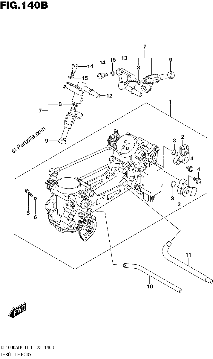 Diagrama de THROTTLE BODY DL1000AL8 E28