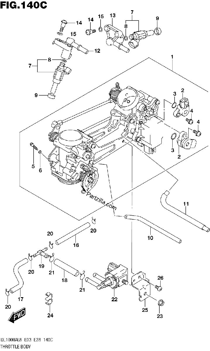 Diagrama de THROTTLE BODY DL1000AL8 E33