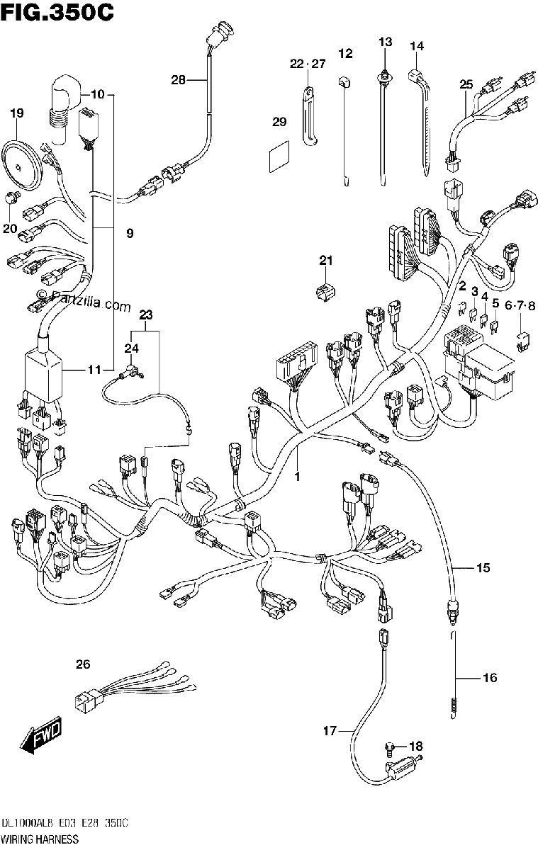 Diagrama de WIRING HARNESS DL1000AL8 E33
