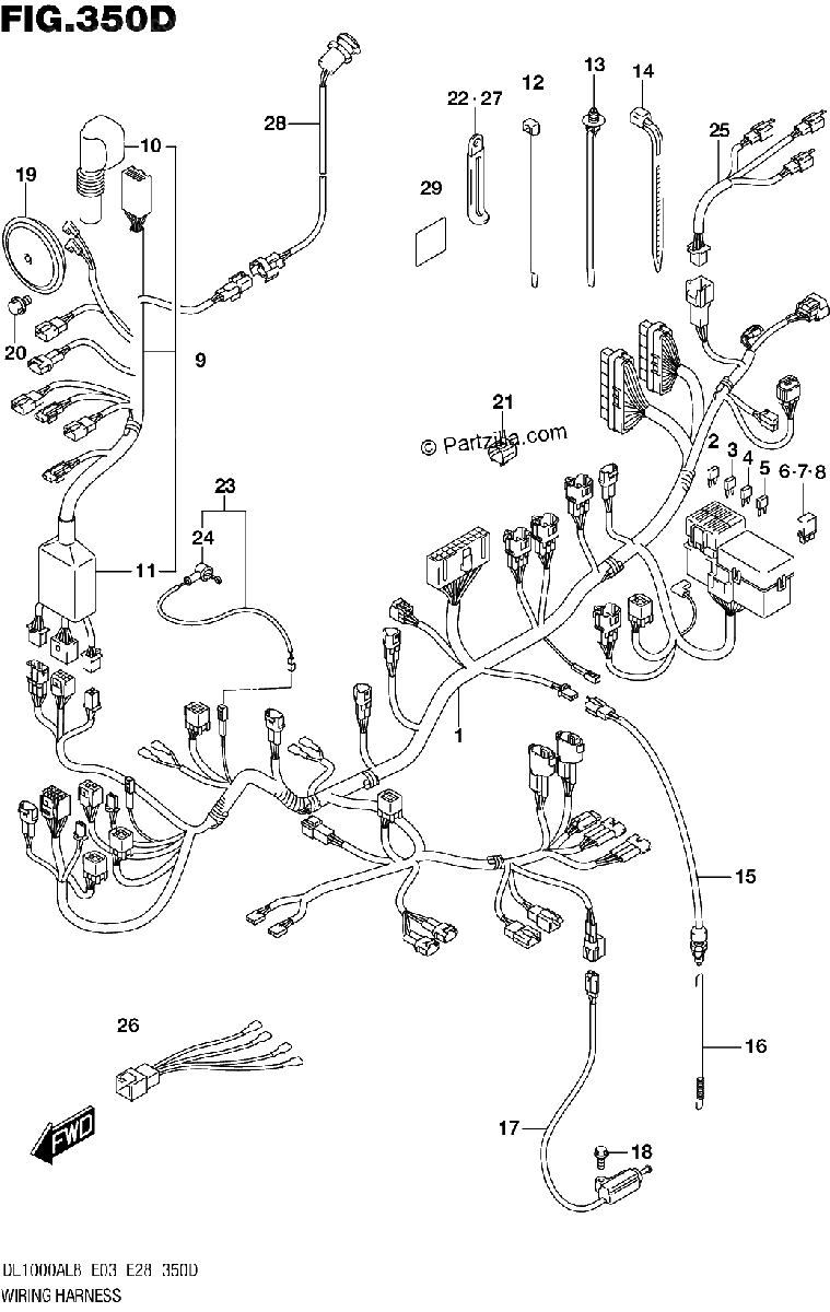 Diagrama de WIRING HARNESS DL1000XAL8 E03