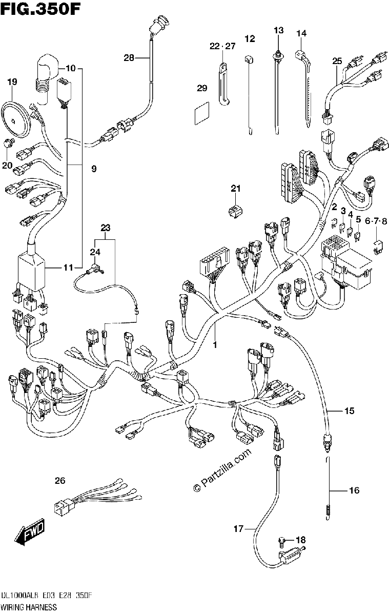 Diagrama de WIRING HARNESS DL1000XAL8 E33