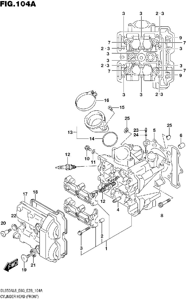 Diagrama de 104A CYLINDER HEAD FRONT