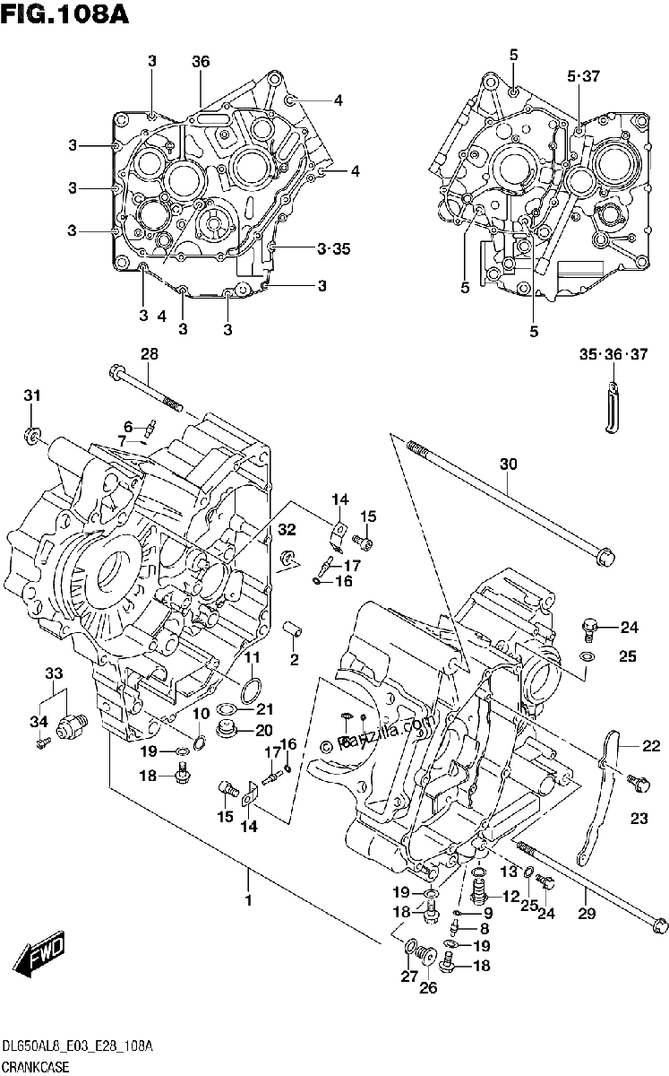 Diagrama de 108A CRANKCASE