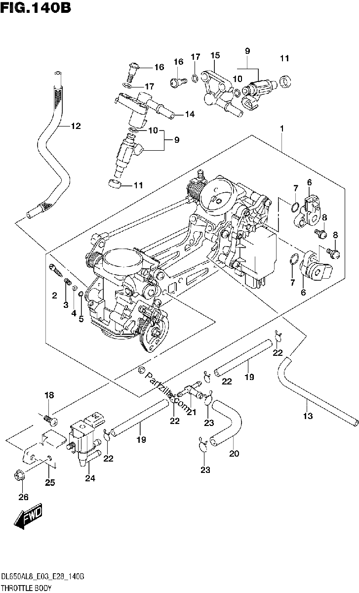 Diagrama de 140B THROTTLE BODY E33