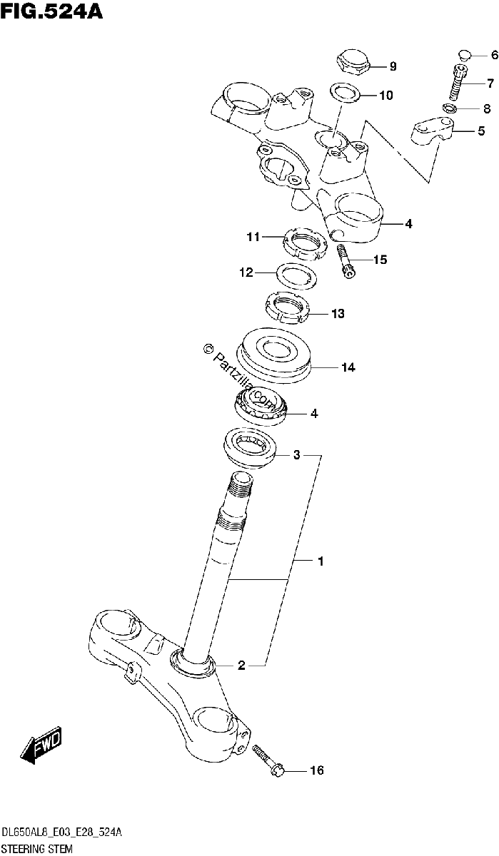 Diagrama de 524A STEERING STEM