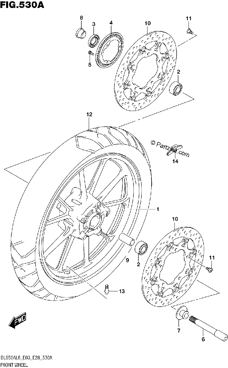 Diagrama de 530A FRONT WHEEL DL650A