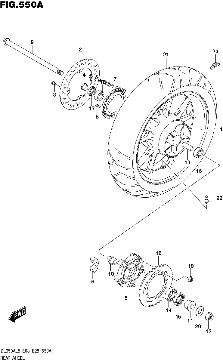 Diagrama de 550A REAR WHEEL DL650A