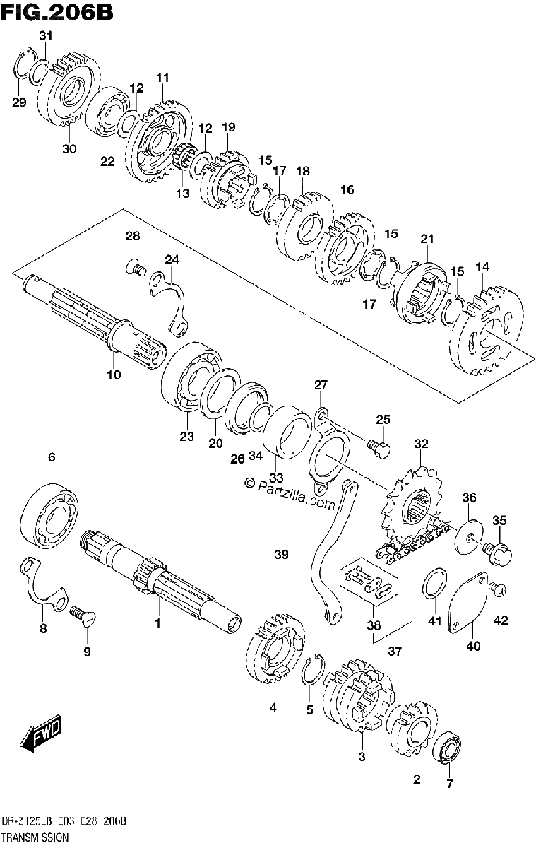 Diagrama de 206B TRANSMISSION DR Z125LL8 E03