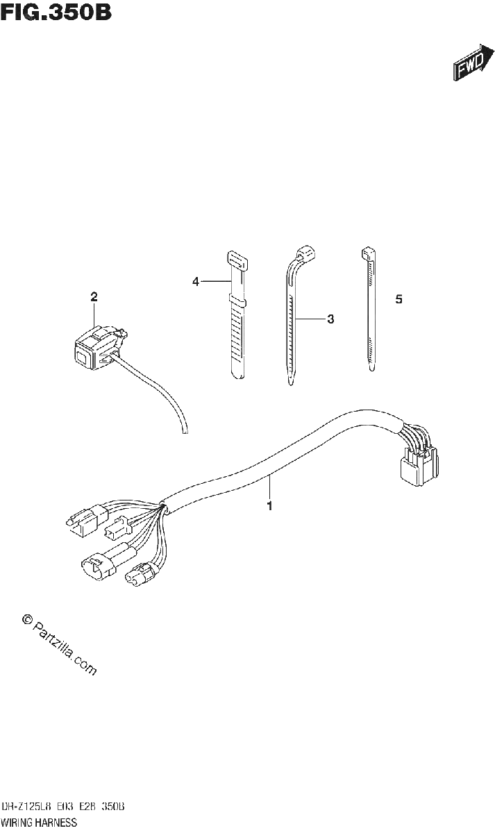 Diagrama de 350B WIRING HARNESS DR Z125LL8 E03