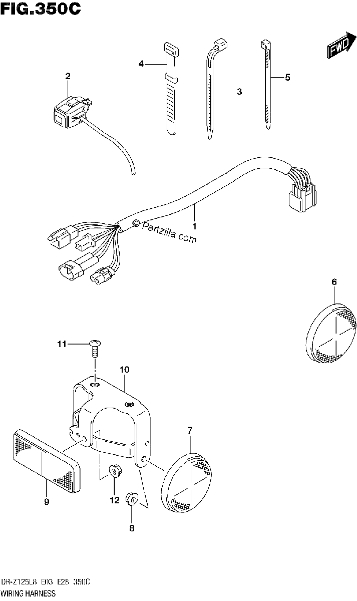 Diagrama de 350C WIRING HARNESS DR Z125LL8 E28