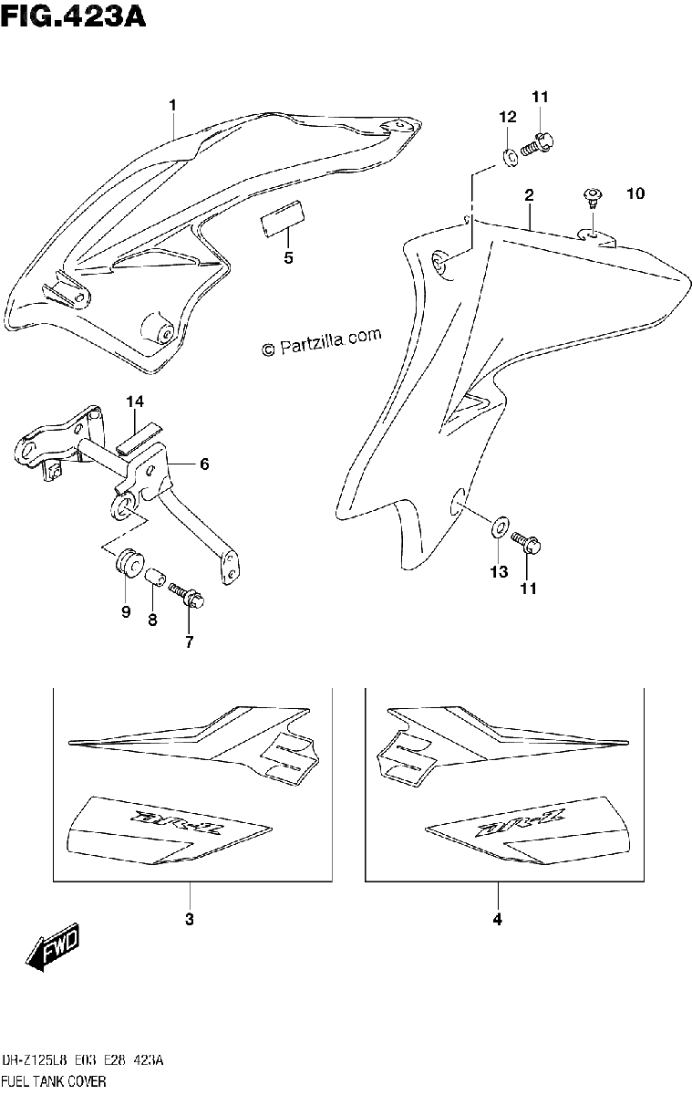 Diagrama de 423A FUEL TANK COVER
