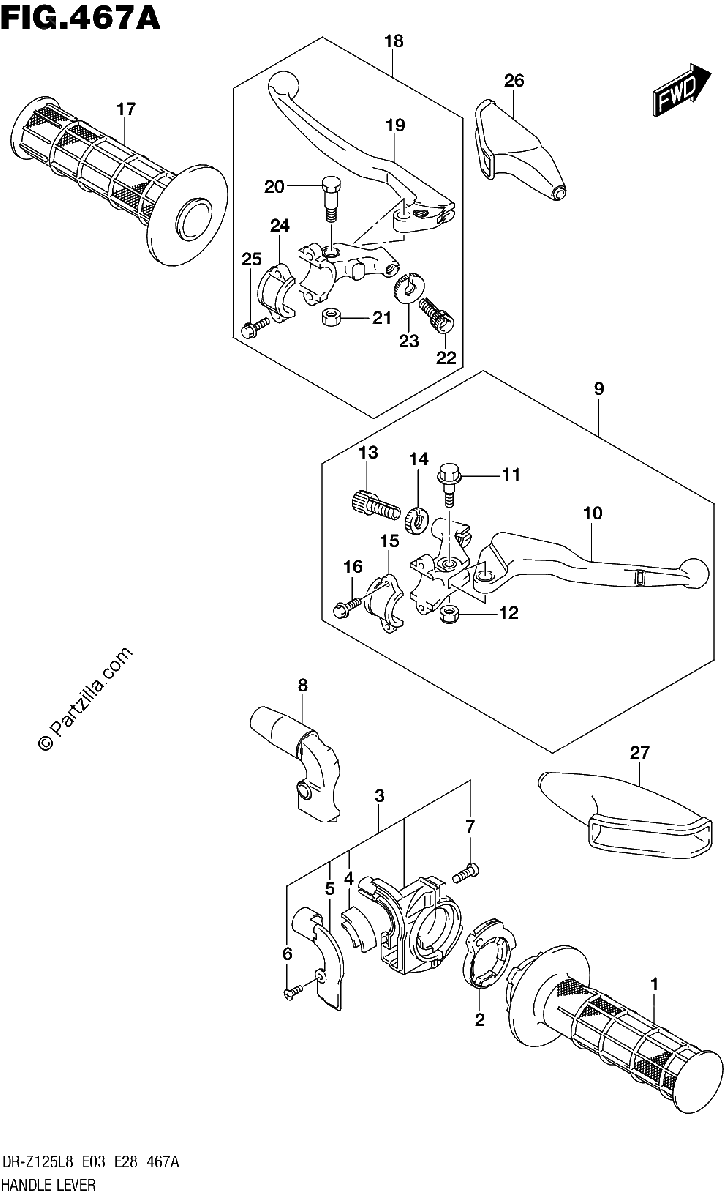 Diagrama de 467A HANDLE LEVER DR Z125L8 E28
