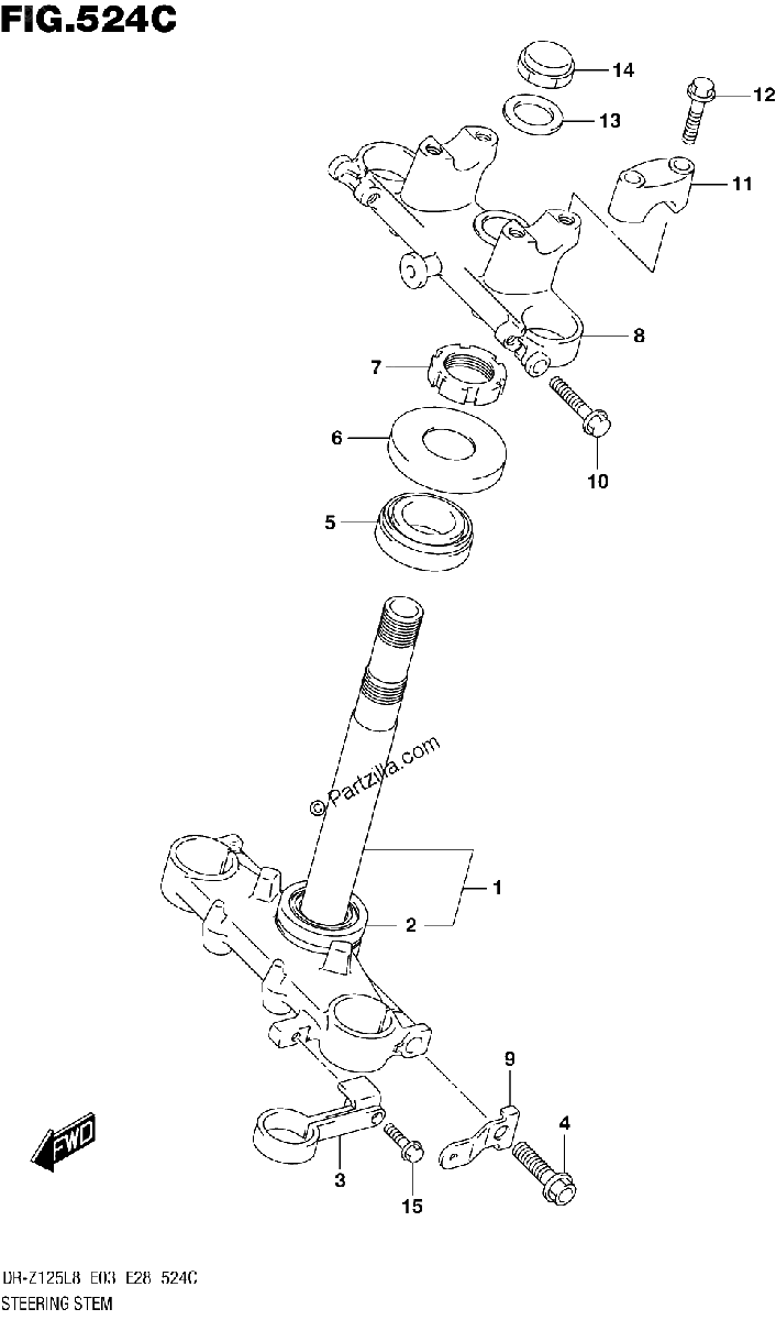 Diagrama de 524C STEERING STEM DR Z125LL8 E28