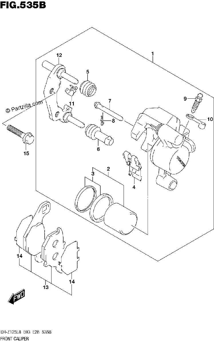 Diagrama de 535B FRONT CALIPER DR Z125LL8 E28