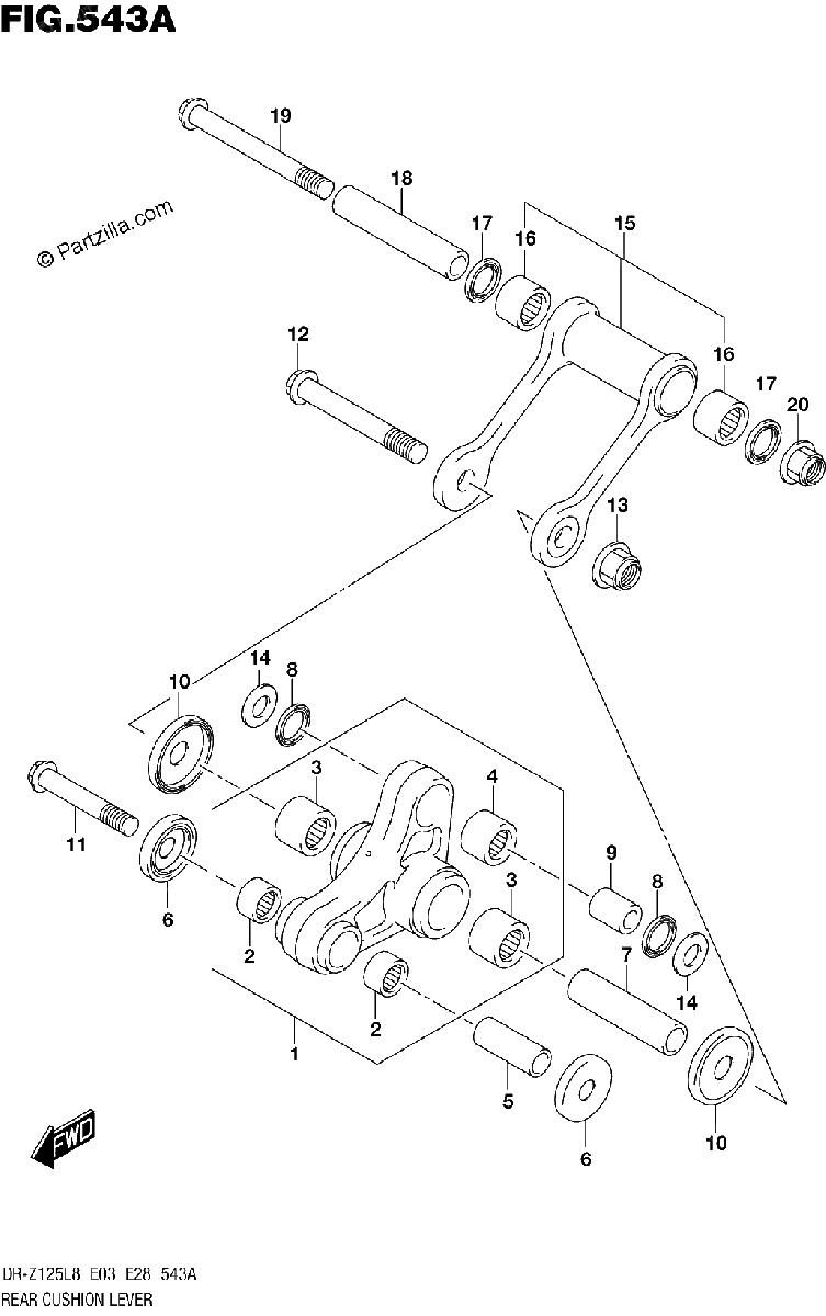 Diagrama de 543A REAR CUSHION LEVER