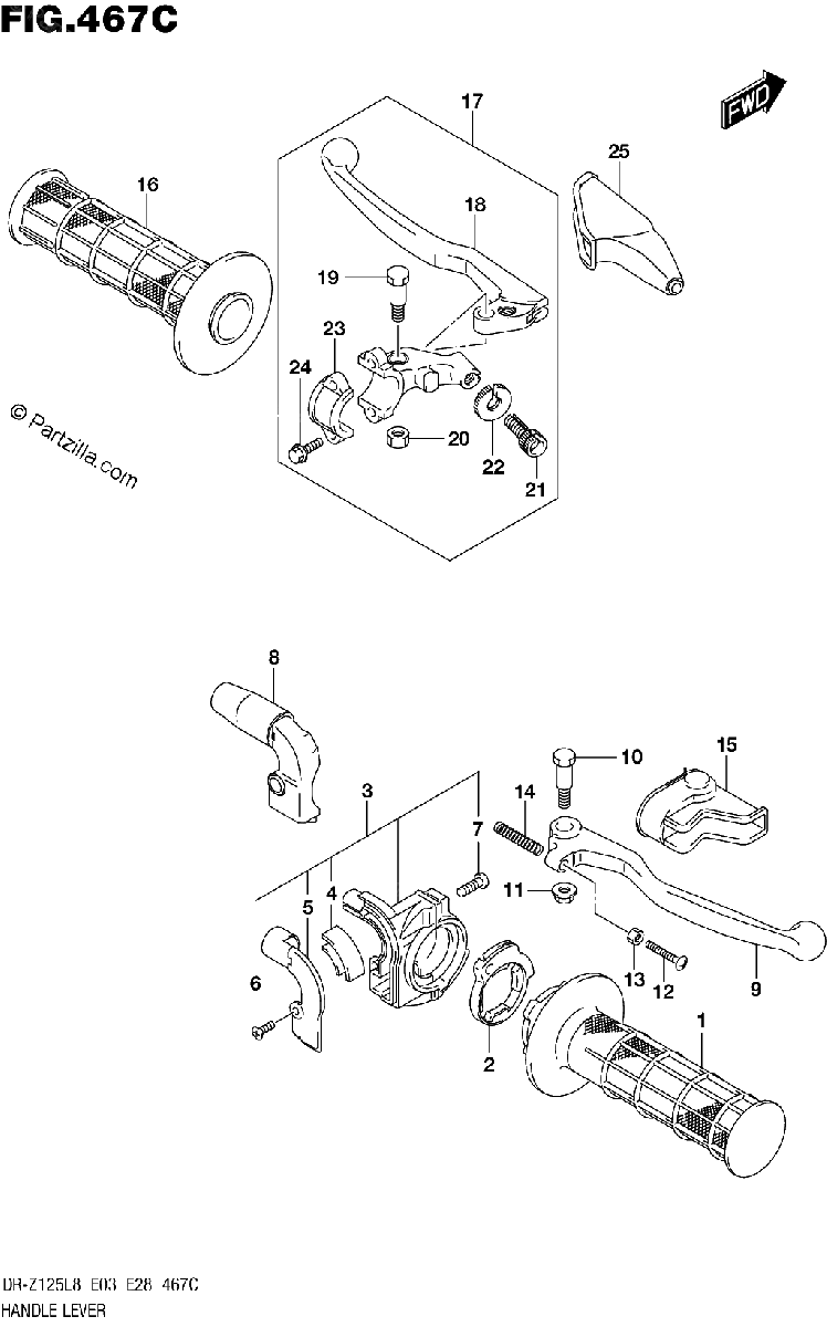 Diagrama de HANDLE LEVER DR Z125LL8 E28
