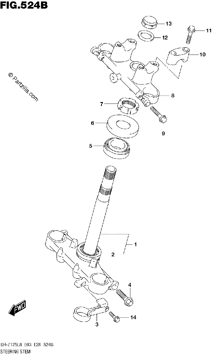 Diagrama de STEERING STEM DR Z125LL8 E03